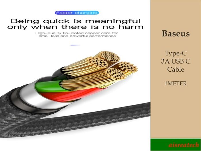 Baseus 3A Type-C USB-C cable Nylon Braided charging cable For Samsung Huawei