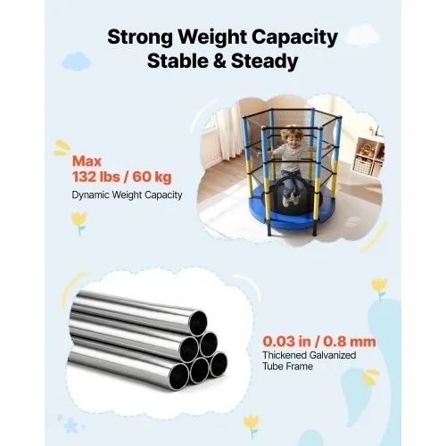 142cm Trampoline for Kids, Toddler Mini Trampoline, 60 kg Capacity Indoor Outdoor Play Toys with Enclosure Net, Easy to Assemble, Christmas Toys Birthday Gifts for Girls Boys