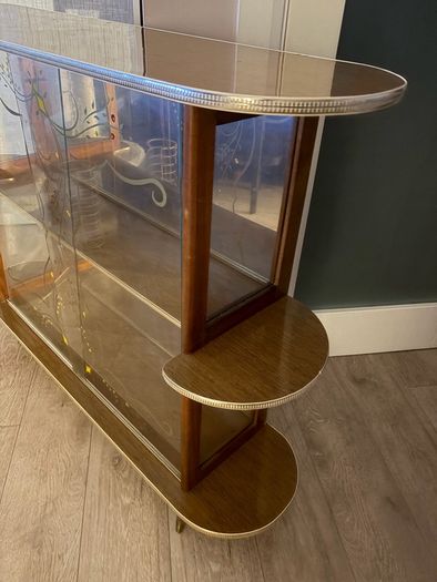 Vintage Mid-Century Cocktail / Drinks Cabinet Glass/ Wood Bar Display (1950s/60s)