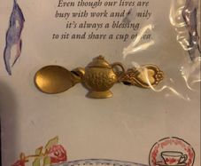 Brand new Teapot and teaspoon brooch