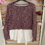 top Bershka size large burgundy top with white shirt base size large Image 3