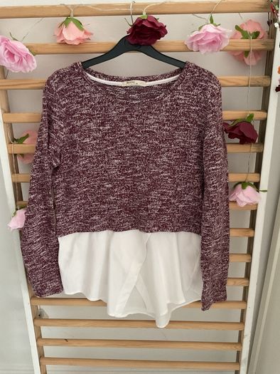 top Bershka size large burgundy top with white shirt base size large