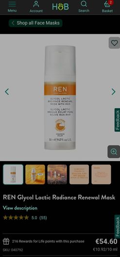 REN Glycol Lactic Radiance Renewal Mask in 50ml