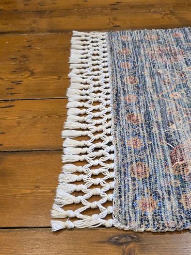 Art Carpet Kilim Collection Blue Floral Rug 135 x 68cm