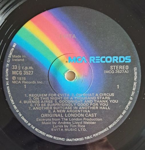 Evita - Original London Cast Recording ('78 Irish Pressing) Vinyl
