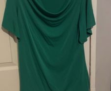 Green cowl neck top with slit in sleeves