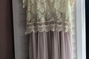 Jovonna London Cream Lace &amp; Pink Chiffon Dress