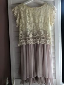 Jovonna London Cream Lace & Pink Chiffon Dress