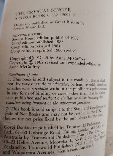 A collection of  7 Anne McCaffrey Books