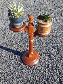 plant holder in hardwood (mahogany).