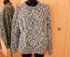 Wool Mix Aran Hand Knit Jumper Large New