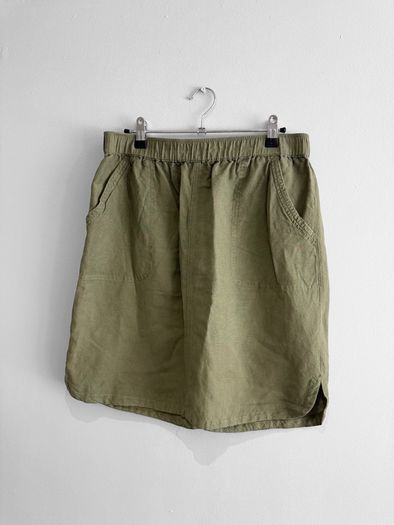Pre Owned Dunnes Stores Khaki Linen Blend Skirt