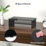 Monitor Stand Riser, 2 Tier Wooden Desk Riser, 420mm Wide, 142mm Height, 30kg Load, Cable Management Slots, Phone Holder, Non Slip Pads, Monitor Riser Stand, Desktop Organiser, Black Image 4
