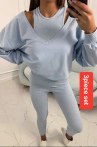 Tracksuit Set 3 in 1 sweatshirt, striped leggings and top