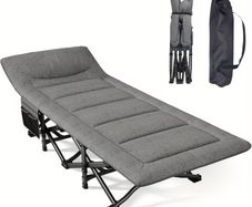 Portable Camping Cot, Collapsible Guest Bed Suitable for Up to 200 Kg, Ideal for Indoor, Outdoor, And Garden Use.