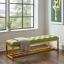 Metal-Framed Bench 140x40cm Green Eco Leather / Gold Frame Image 5