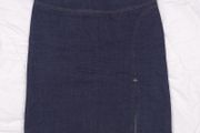 Tara Jarmon Dark Wash Indigo Navy Blue Denim Contrast Stitch Side Slit Mini Skirt 14UK/42EU
