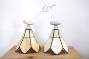 Set of 2 White Liberty-Style Tiffany Glass Chandel