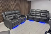 Titan Plus Dark Grey Leather Recliner Sofa