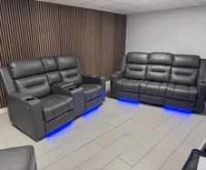 Titan Plus Dark Grey Leather Recliner Sofa