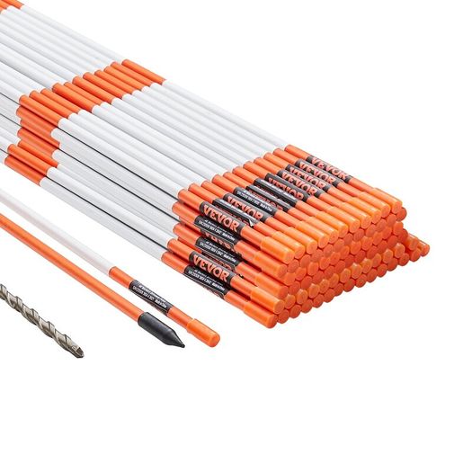 Driveway Markers, 100PCS 48 inch, 0.31 inch Diameter, Orange Fiberglass Poles Snow Stakes with Reflective Tape, 12" Steel Drill Bit & Protection Gloves for Parking Lots, Walkways Easy Visibility