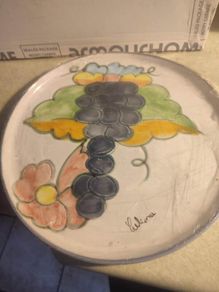 Vintage Himark Celina 10-7/8" Cheese Platter Fully Glazed Terra Cotta Portugal  Or Hinging Plate