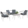 Patio Furniture Set, 4 Pieces, Rocking Function, Seat Cushions, Poly Rattan, Metal Frame, Gray Image 5