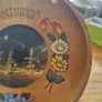 Vintage Wooden Dortmund Hanging Plate | 1960s Hand Painted Wood Burned Plate Image 6