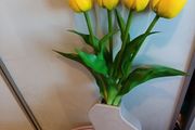 vase and faux tulips