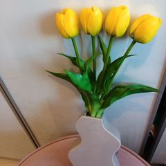 vase and faux tulips