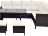 Poly Rattan Garden Furniture 8 Seater Lounge Set Brown Dining Set