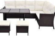 Poly Rattan Garden Furniture 8 Seater Lounge Set Brown Dining Set