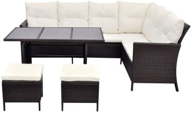 Poly Rattan Garden Furniture 8 Seater Lounge Set Brown Dining Set