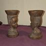 Pair of Wooden African Candle Holders Image 4