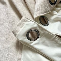 Beige Eyelet Curtains (Pair)(Extra Wide)