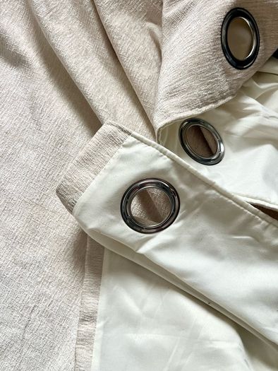 Beige Eyelet Curtains (Pair)(Extra Wide)