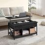 Coffee Table, Height-Adjustable Living Room Table, Coffee Table, Open and Hidden Storage Space, X-Struts, 60 x 100 x (48-62) cm, Anthracite Grey/Black Image 3