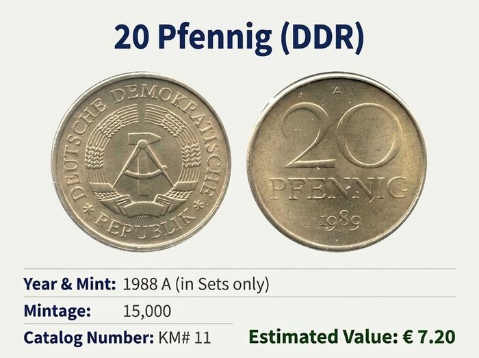 Rare East Germany DDR 1988 UNC Mint Coins set & Struck medal