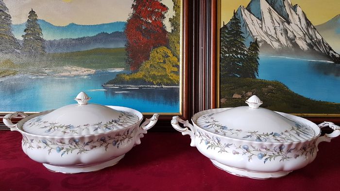 47 Piece Royal Albert Brigadoon Pattern Bone China Gold Gilt Dinner And Tea Service / Set For 5 Person Setting Made In England