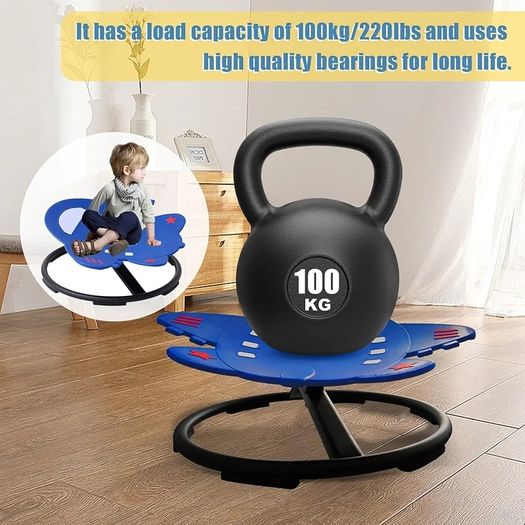 Sensory Spinning Chair for Kids,Autistic Childs Swivel Chair,Sit and Spin Toy,Training Body Coordination,Metal Base Non-Slip Indoor and Outdoor Activity Spins Toys,Ages 3-12 (blue)