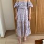 Off shoulder broderie midi dress Image 3