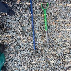 Rake and fork for garden