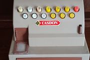 vintage 70s Casdon toy till can post