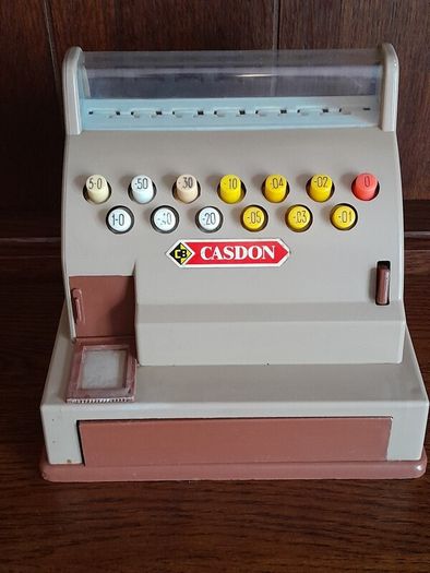 vintage 70s Casdon toy till can post