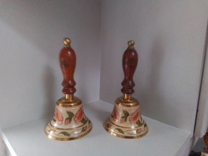 Two VTG Brass & Enamel Bells