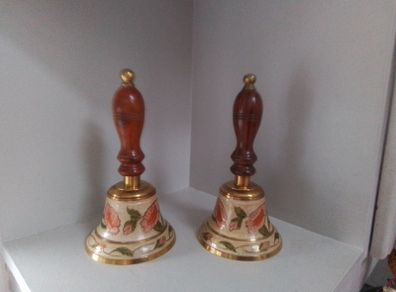Two VTG Brass & Enamel Bells
