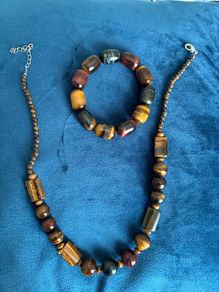 Tiger eye necklace and bracelet set