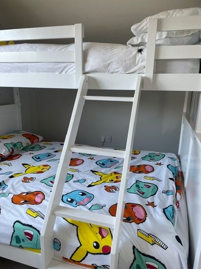 Harvey Norman Triple Bunk Bed, Double and Single, White, Mattresses Included