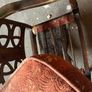 Vintage Wooden Armchair with Upholstered Seat and Decorative Back Design Image 4