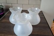 3 Vintage frosted glass light shades